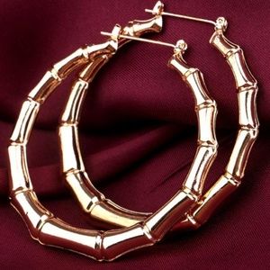 Bamboo Hoop Earrings. Golden. Brand new.